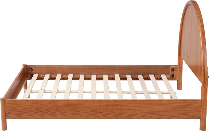 Christopher Knight Home Elsinore Full Size Bed Frame with Arched Headboard, Modern Wooden Platform Bed, Wood Bed Support and Slats, No Box Spring Needed, Full Size Beds for Adult, Light Brown