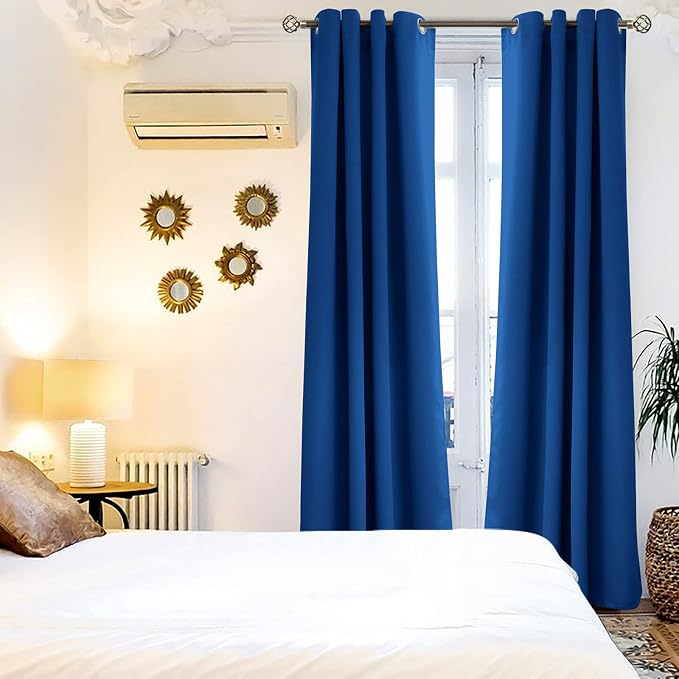 BGment Royal Blue Blackout Curtains for Living Room 96 Inch Long - 2 Panels | Grommet Top, Black Out, Extra Long, Room Darkening, Sunblock, Thermal Insulated, Window Drapes for Bedroom, 55x96 Inch