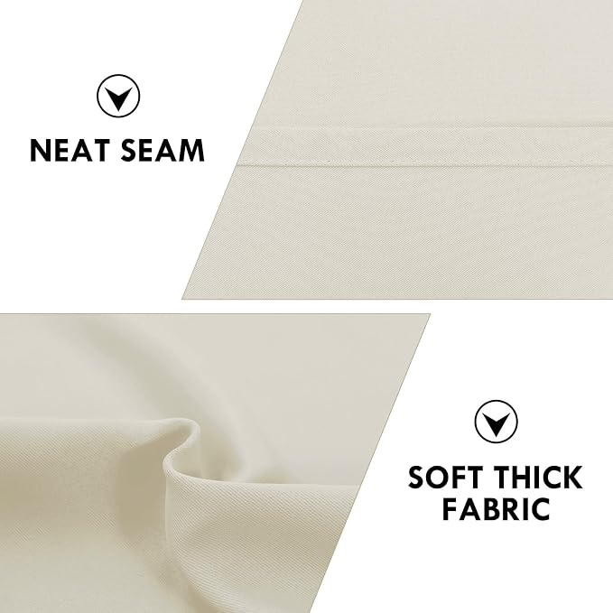 DWCN Short Blackout Curtains 42 x 36 Inch for Kitchen RV Bunk Light Beige | 2 Panels Set, Kitchen Window Curtains Over Sink, Thermal Insulated, Light Blocking, Rod Pocket Drapes for Small Window
