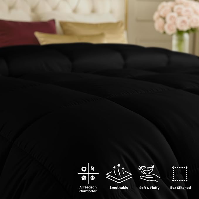 Utopia Bedding Duvet Insert, Twin Comforter 64 x 88 Inches, Black | Cozy All Season Comforter for Kids and Teens, Unisex, Down Alternative Fill, Soft Microfiber Shell, Machine Washable.