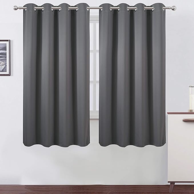 Frost Grey Blackout Curtains 66 x 63 Inch Length/Set of 2 Curtain Panels/Thermal Insulated Room Darkening Blackout Curtains for Bedroom
