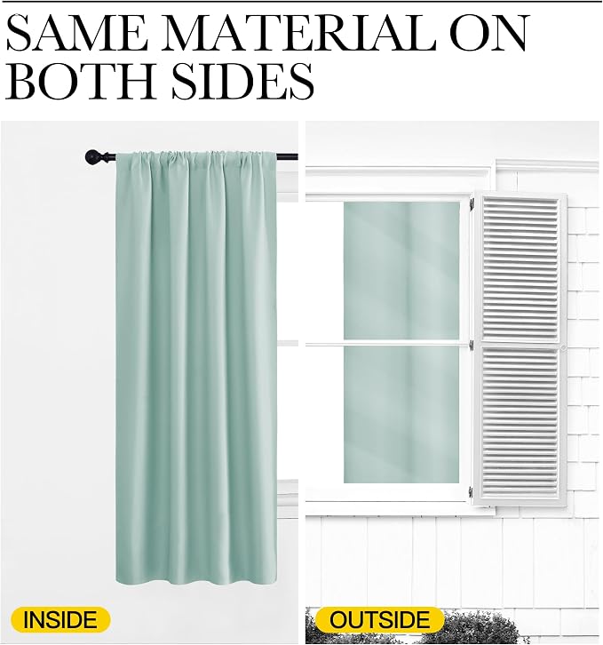 NICETOWN Aqua Blue Blackout Curtains for Camper 42" w x 36" L 2 Panels | Kitchen Short Drapes Thermal Insulated Rod Pocket Window Treatment Draperies for Nursery Bedroom Light Blocking Home Decor