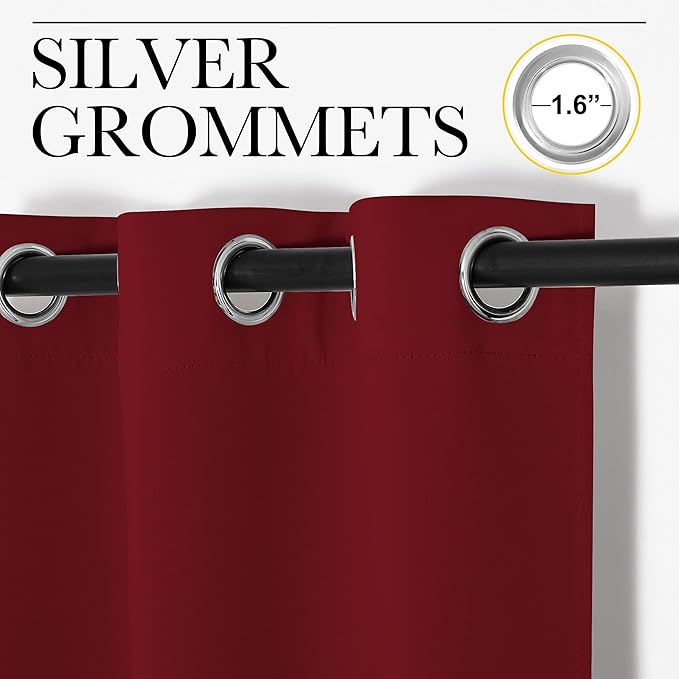 NICETOWN Burgundy Red Blackout Curtains for Bedroom 42" w x 78" L 2 Panels | Thermal Insulated Decoration Drapes for Office Living Room Kitchen Window, Light Blocking Room Darkening Noise Reducing Decor