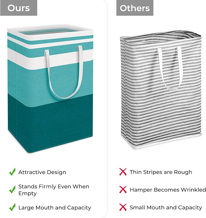HomeHacks 2 Pack Large Laundry Baskets, Laundry Hampers Bags (Green 88Lx2) | Waterproof, Freestanding, Collapsible Clothes Hamper with Reinforced Handles in Laundry Room, Dorm, Bathroom, Bedroom