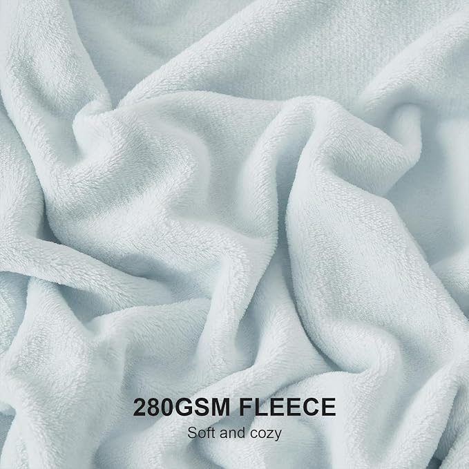 Hansleep Queen Ice Blue Fleece Blanket, Soft Flannel Bed Blanket | Fuzzy Cozy Blanket 90x90 Inches, Multi-use for Bed, Sofa, Couch, Travel, Camping, All Season Warm Lightweight Cover