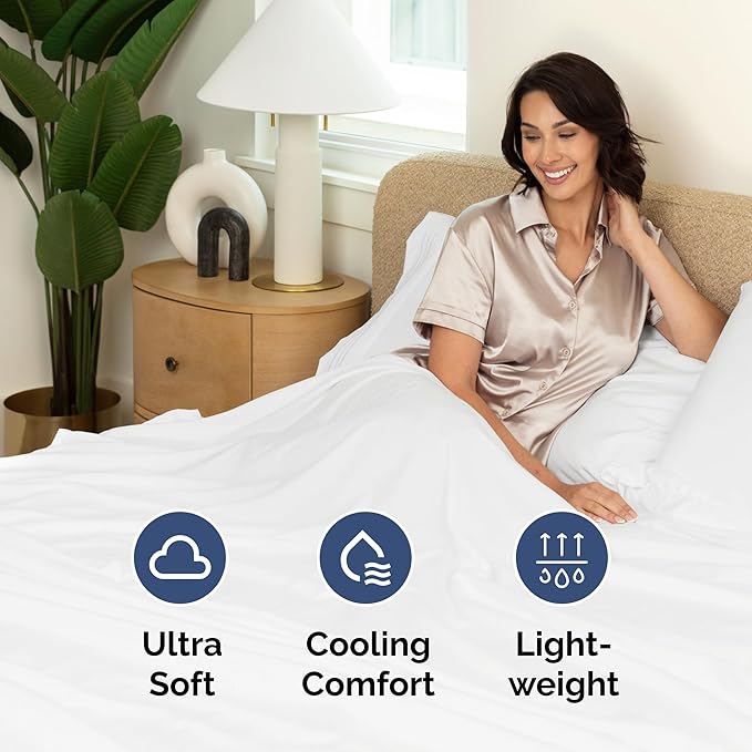 Cal King Flat Sheet - Single Top Flat Sheet Only - Soft & Cooling - White | Hotel Luxury Top Flat Sheet Only, Ultra-Soft, Breathable & Cooling, Fade & Wrinkle Free, Easy-Care, Stain & Shrink Resistant