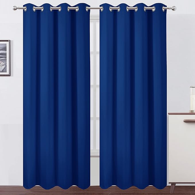 Blackout Curtains 66 x 95 inch/Royal Blue Curtains Set of 2 Panels/Thermal Insulated Room Darkening Bedroom Curtains