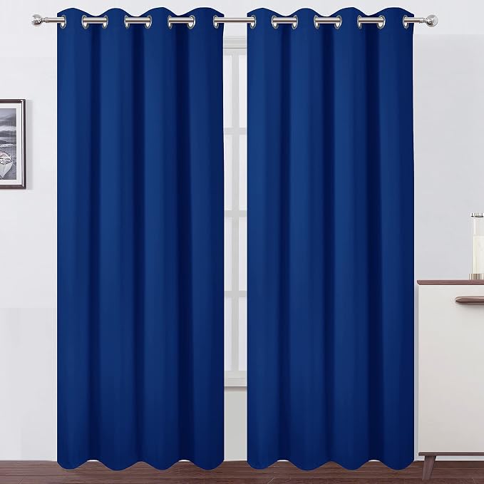 Blackout Curtains 52 x 95 inch/Royal Blue Curtains Set of 2 Panels/Thermal Insulated Room Darkening Bedroom Curtains