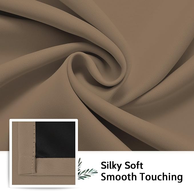 SimpleHome Khaki 100% Blackout Curtains Room Darkening Living Room 84 Inch | Curtains for Bedroom,Thermal Insulated Grommet Window Drapes,Curtains for Living Room with Black Back,52 x 84 Inch,2 Panels