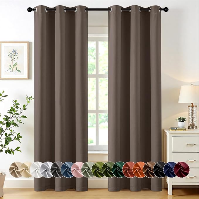 MIULEE Blackout Curtains for Bedroom 2 Panels 40 x 72 Inch Long Tan Brown | Thermal Insulated, Living Room Darkening Grommet Drapes, Noise Reducing, Light Blocking Window Treatments