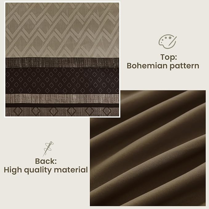 Cottolester Boho Fall Comforter Set Queen Size,Striped Bed in a Bag | Light Brown Plaid Comforter Set,7 Piece Soft Microfiber Bedding Sets
