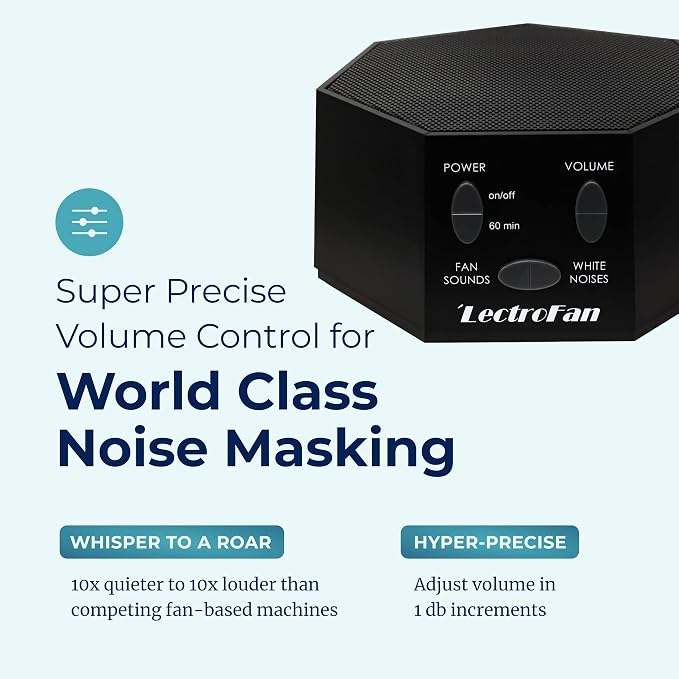 Adaptive Sound Technologies LectroFan Classic Sound Machine, Black | Soothing Sound Machine for Sleep with a Built-in Sleep Timer, Non-Looping Sounds, Speech Privacy and Compact Design