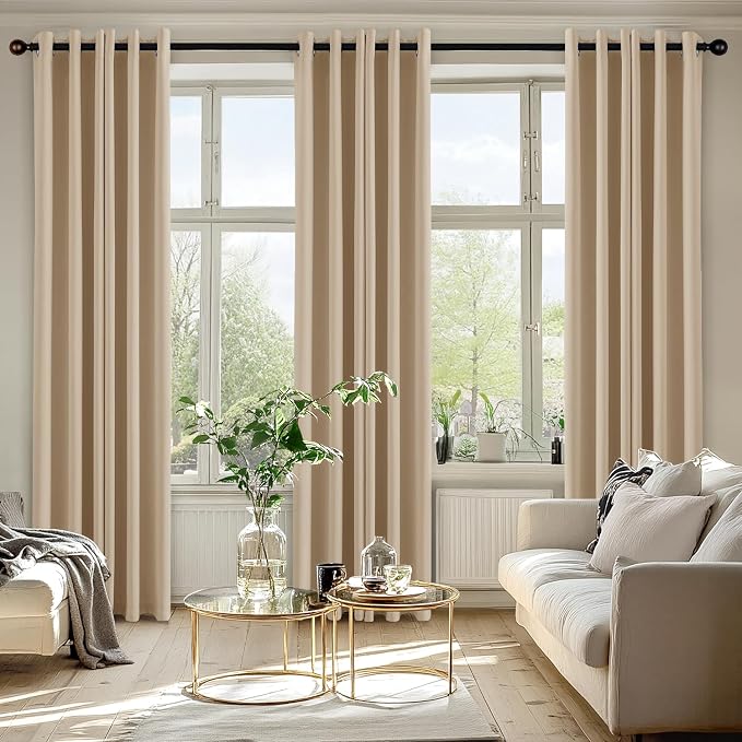 MIULEE Blackout Curtains for Bedroom 2 Panel 40x72 Inch Long Biscotti Beige | Thermal Insulated, Living Room Darkening Grommet Drapes, Noise Reducing, Light Blocking Window Treatments