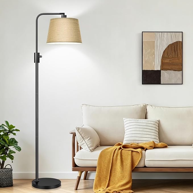 Nintiue Dimmable Floor Lamp, 1000 LM LED Edison Bulb Included, Arc Floor Lamps for Living Room Modern Standing Lamp Tall Lamps for Living Room Bedroom-Champagne