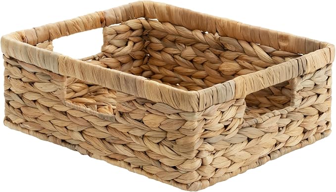 StorageWorks Water Hyacinth Pantry Baskets for Organizing, Natural, 1-Pack | Wicker Storage Baskets for Organizing, Pantry Baskets for Organizing, Woven Baskets, 13 inch Basket, 13"L x 10¼"W x 4 ¾"H