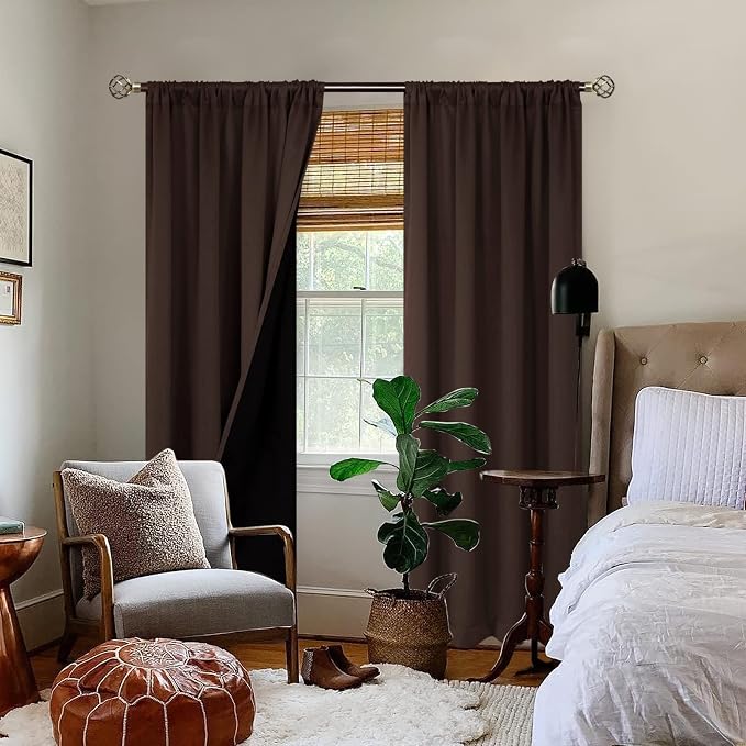 BGment Brown Blackout Curtains for Living Room 108 Inch Length 2 Panels | Thermal Insulated, Room Darkening Curtains, Rod Pocket Soundproof, Bedroom Window Curtains, 52 x 108 Inch