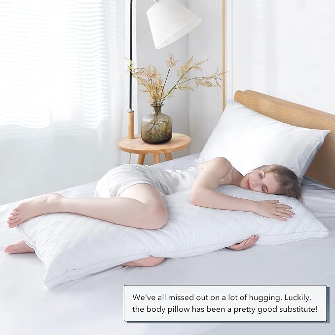 Leeden Adjustable Body Pillow 21 x 54 for Side Sleepers White | Soft polyester padding delivers full-body support for side sleepers, maternity rest, reading and daily relaxation.