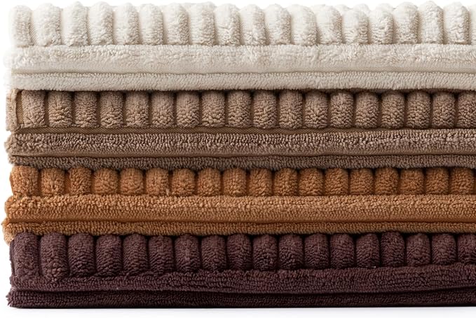 MIULEE Brown Throw Pillow Covers 20x20 Inch Set of 4 Boho Farmhouse Cushion Cases Neutral Gradient Corduroy Pillow Cases with Invisible Zipper Patchwork Home Decor for Couch Sofa Bed