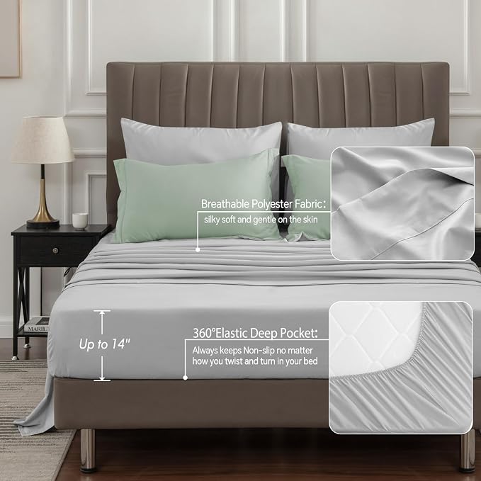 BEDELITE Queen Comforter Set 7 Pieces, Reversible Sage Green Bed in A Bag | Soft All Season Down-Alternative Comforter, Sheets, Pillowcases & Shams, OEKO-TEX Certified Bedding for Bedrrom, Guest Room