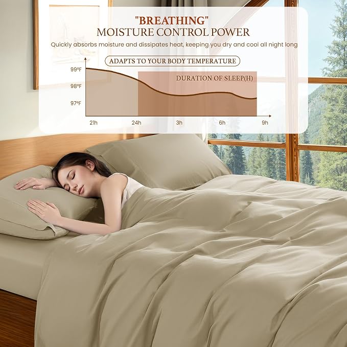 DEITAS 100% Cotton King Duvet Covers 3 Piece,1200 Thread Count，Linen | Luxury Egyptian Cotton Comforter Cover With Zipper Closure, Ultra Cooling Breathable, Hotel Bedding Duvet Covers