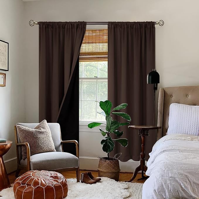 BGment Brown Blackout Curtains for Bedroom 84 Inch Length 2 Panels | Thermal Insulated, Room Darkening Curtains, Rod Pocket Soundproof, Living Room Window Curtains, 52 x 84 Inch