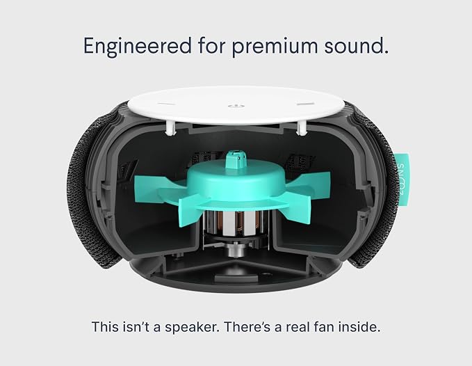 SNOOZ Original Smart White Noise Sound Machine, Real Fan Inside for Sleep | Natural Sound from a Real Fan, Non-Looping White Noise, App Scheduler, 10 Levels, Masks Snoring, Office Privacy & Neighbors