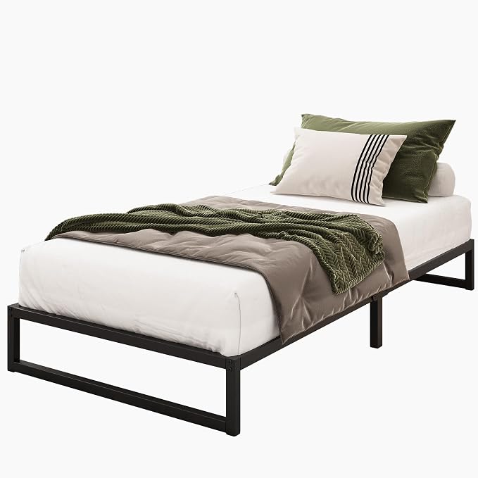 Lutown-Teen 9 Inch Twin Bed Frames with Heavy Duty Steel Slat Support | Twin Platform Bed Frame No Box Spring Needed, Noise Free, Easy Assembly, Black
