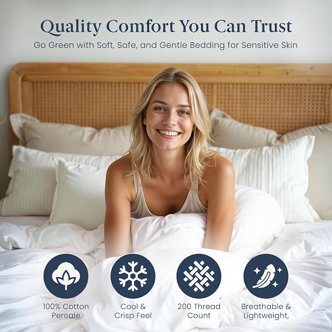 Ella Jayne Duvet Cover King (3 Pieces), 100% Cotton Percale, King/Cali King, Soft, Breathable & Lightweight Including King Duvet Cover (1 Piece) 106 x 90 Inches with 2 Pillow Shams (Navy Design) | King Duvet Cover Set | 100% Cotton Percale Fabric | Sof...