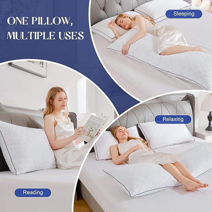 DOWNSTORIA Memory Foam Body Pillow for Adults, Full Long Pillow Insert for Side Sleepers, Breathable Soft Bed Pillows for Sleeping(White, 20 x 54 Inch)