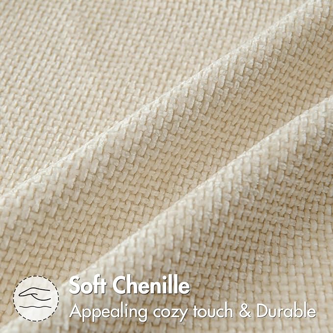 MIULEE Decorative Lumbar Throw Pillow Covers 12x20 in Neutral Cream 2 Pack | Modern Boho Accent, Soft Chenille Pillow Covers, Farmhouse Cushion Cases for Couch Bed Sofa Living Room Home Decor