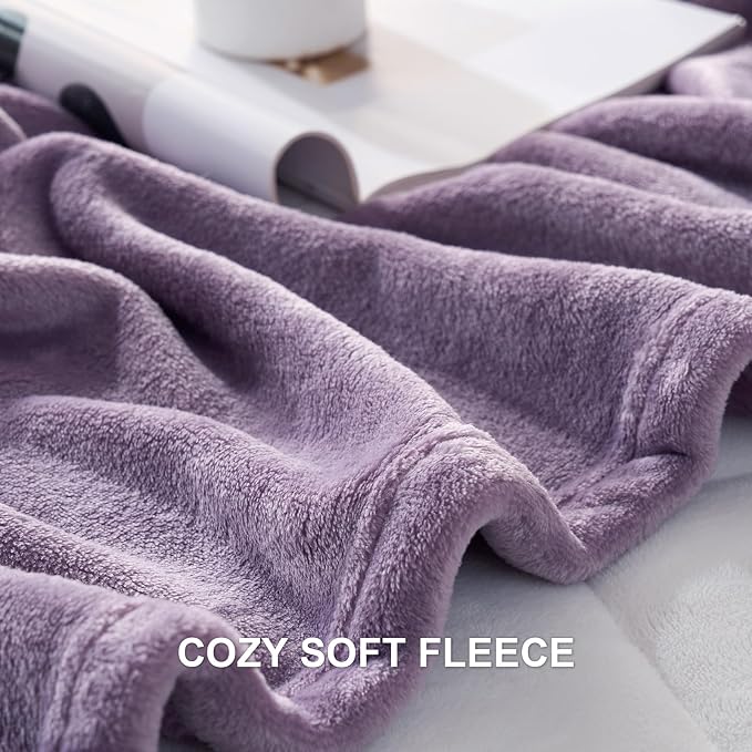 Hansleep Full Fog Purple Fleece Blanket, Soft Flannel Bed Blanket | Fuzzy Cozy Blanket 84x90 Inches, Multi-use for Bed, Sofa, Couch, Travel, Camping, All Season Warm Lightweight Cover