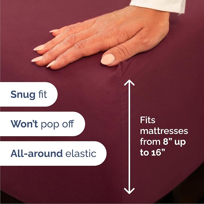 Queen Size 4 Piece Sheet Set - Comfy Breathable & Cooling Sheets - Burgundy | Hotel Luxury Bed Sheets for Women & Men, Deep Pockets, Easy-Fit, Extra Soft and Wrinkle Free Sheets, Oeko-Tex Bed Sheet Set
