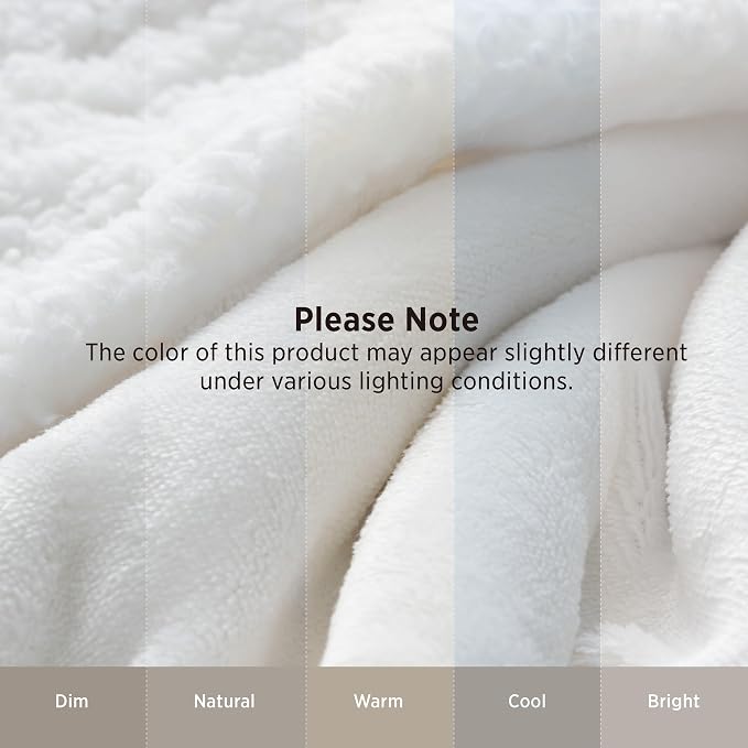 Bedsure GentleSoft Sherpa Fleece Twin Size Blanket for Couch, Non-Heated, Thick and Warm Throw for Women and Men, Soft Fuzzy Plush Twin Blanket for Winter, Bright White, 60x80 Inches