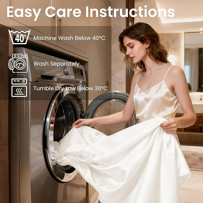 Love's cabin Satin King Sheet Sets - 4 Piece Ivory Silky Sheets King Size Bed Set with Deep Pocket, Luxury Silk Feel King Size Satin Sheet Set (1 Flat Sheet,1 Fitted Sheet,2 Pillow Cases)