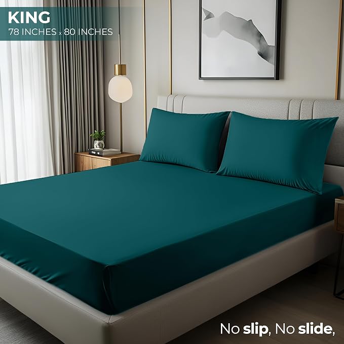 Utopia Bedding King Fitted Sheet - Bottom Sheet - Deep Pocket - Soft Microfiber - Shrinkage and Fade Resistant - Easy Care -1 Fitted Sheet Only (Teal) | Hotel Comfort, Cooling & Breathable Cotton like Polyester, Easy Fit, Wrinkle & Fade Resistant, Snug...