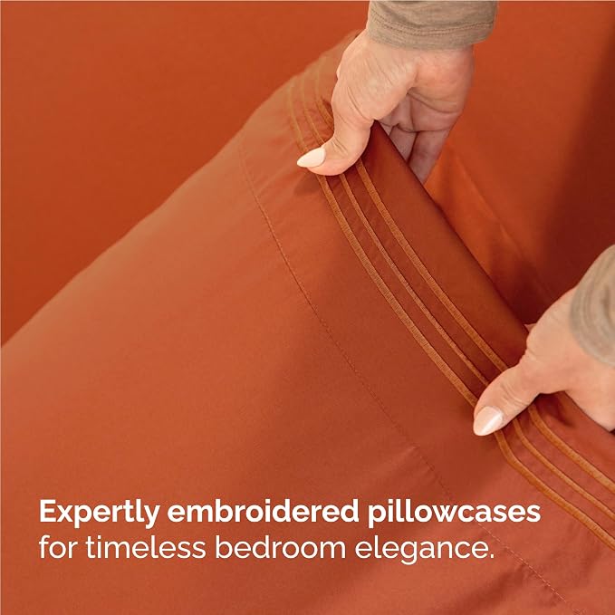 Full Size 4 Piece Sheet Set - Breathable & Cooling Sheets - Terracotta | Hotel Luxury Bed Sheets for Women & Men, Deep Pockets, Easy-Fit, Extra Soft and Wrinkle Free Sheets, Oeko-Tex Bed Sheet Set