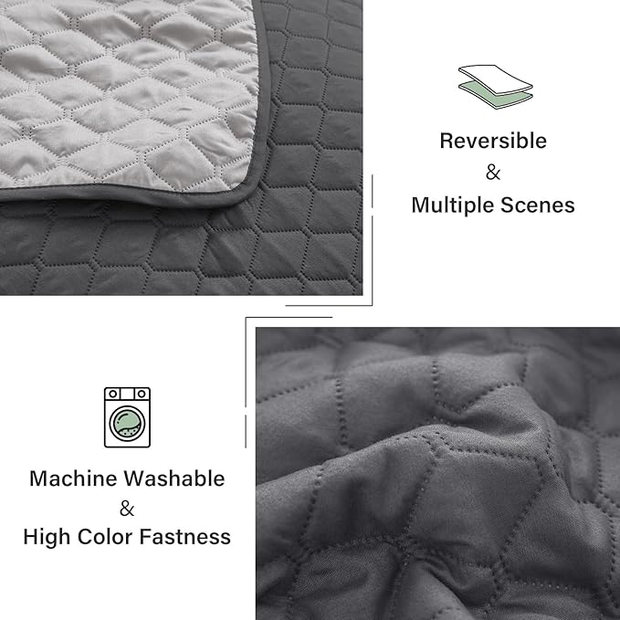 Exclusivo Mezcla Reversible Twin Quilt Bedding Set, Grey | Lightweight Bedspreads with 1 Pillow Sham, Soft Microfiber, All Season Bed Coverlets for Dorm Bedroom Guest Room, 68x88 Inch