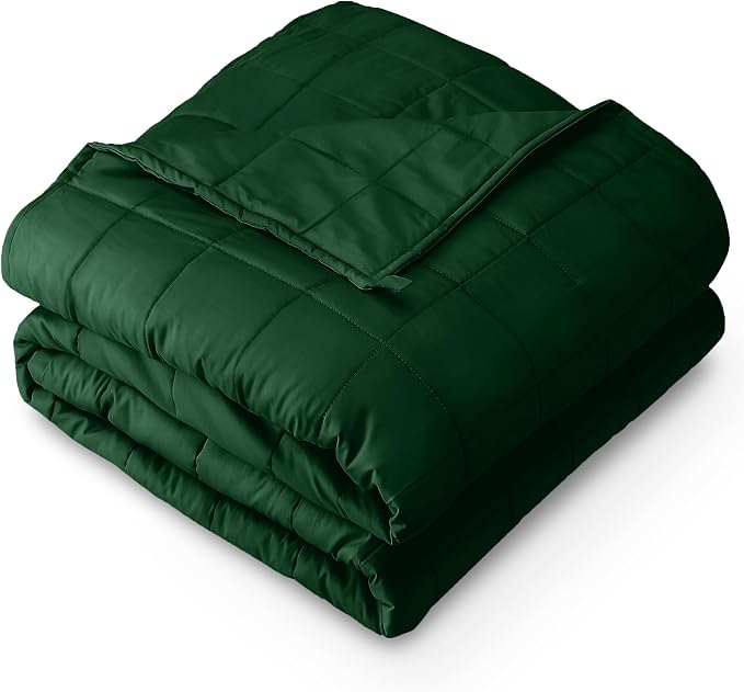 Bare Home Cotton Weighted Blanket (Forest Green, 48"x72" 15lbs) | Full or Queen Size for Adults, All-Natural 100% Cotton, Premium Heavy Blanket Nontoxic Glass Beads