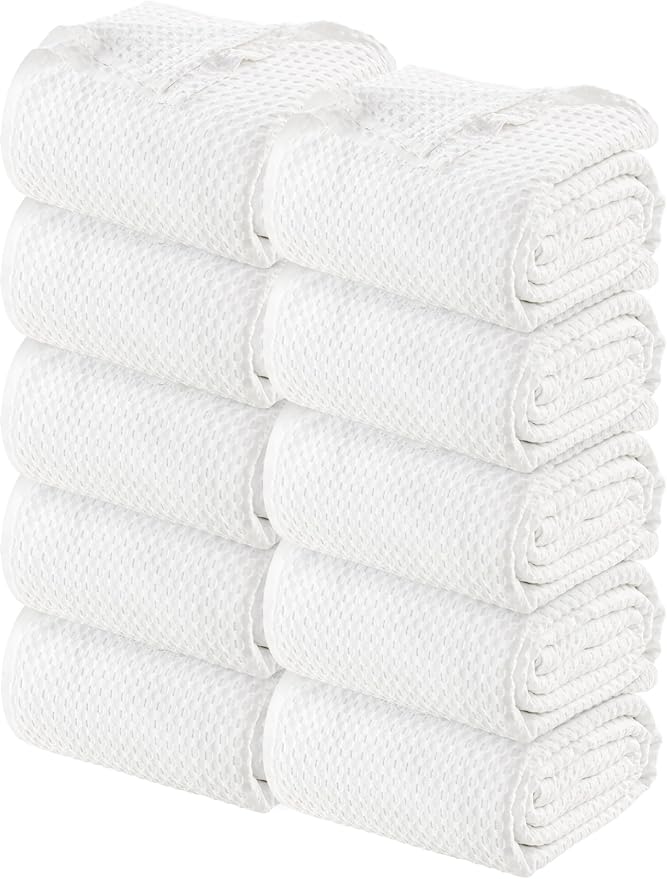 Bulk 10-Pack Hotel Waffle Blankets, Twin - 90x90 Inch, 100% Cotton, White | Lightweight & Breathable Blanket for Resorts & Guest Accommodations
