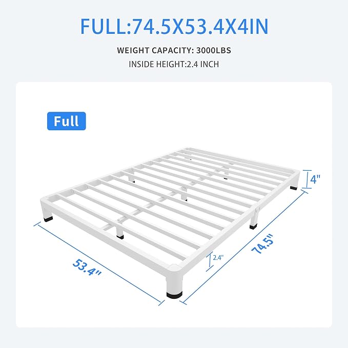 MAF 14 Inch Twin Metal Platform Bed Frame White with Round Corner Legs | Mattress Slide Stopper, 3000 LBS Heavy Duty Steel Slats Support, Noise Free, No Box Spring Needed, Easy Assembly, Anti-Slip