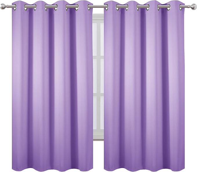 Lavender Blackout Curtains 52 x 63 Inch Length/Set of 2 Curtain Panels/Thermal Insulated Room Darkening Blackout Curtains for Bedroom