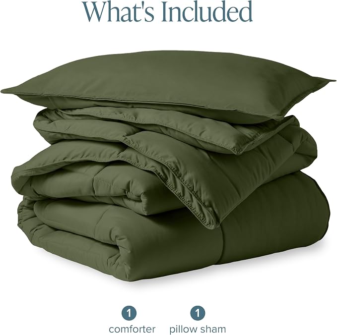 Bare Home Comforter Set - 1800 Ultra Soft (Twin/Twin XL, Cypress Green) | All-Season, Breathable, Hypoallergenic, Premium 1800, Warm, Cozy