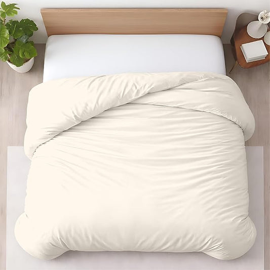1 Pc Twin XL/Twin Duvet Cover Only-100% Egyptian Cotton 600 Thread Count Ultra Soft Premium Durable Comforter Cover Zipper Closure & Corner Ties - (Ivory, 68" X 90")