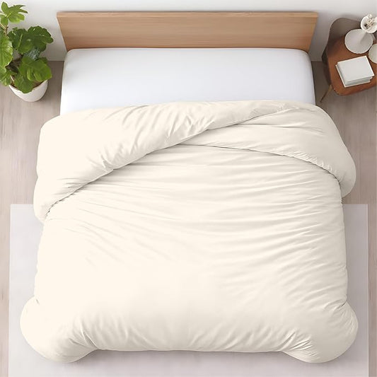 1 Pc Duvet Cover King Size-100% Egyptian Cotton Ultra Soft Premium Durable Comforter Cover Zipper Closure & Corner Ties - (Butter,104" X 94")