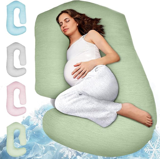 Pregnancy Pillows for Sleeping – 57-Inch Maternity Pillow for Pregnant Women with Removable Washable Cover – Support for Back, Belly, Neck, Legs, & Hips – V C U Shaped Full Body Pillow