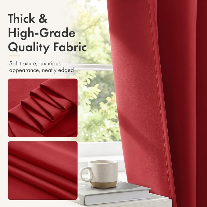 MIULEE 84 Inch Length Christmas Red Blackout Bedroom Curtains Set of 4 | Thermal Curtains for Summer Heat, Light Blocking Privacy Bedroom Window Drapes, Top&Bottom Rod Pocket, Living Room
