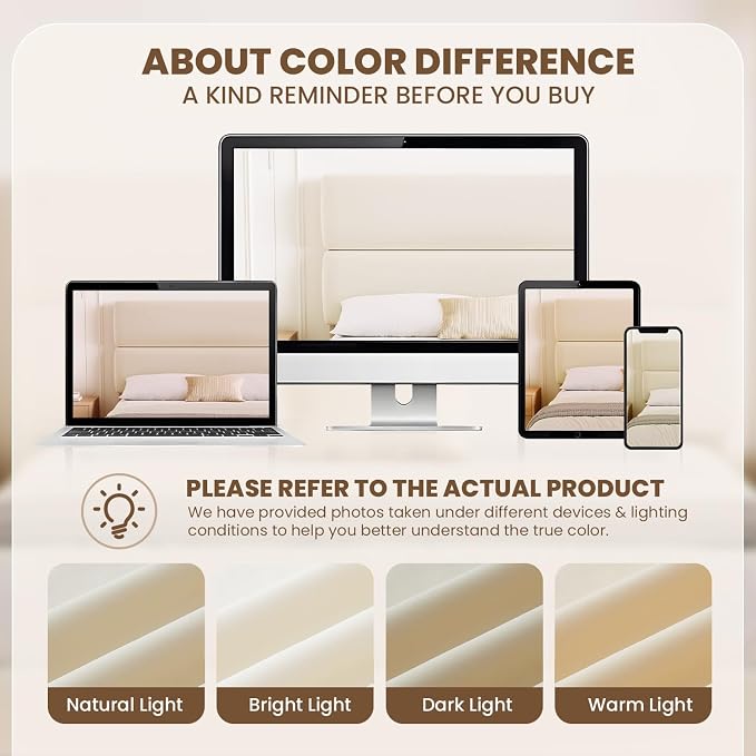 GRUSIGN Full Size Platform Bed Frame with Velvet Headboard, Adjustable Height Wooden Slats Support, Upholstered Mattress Foundation, Fits Mattress or Mattress with Box Spring, Easy Assembly, Beige