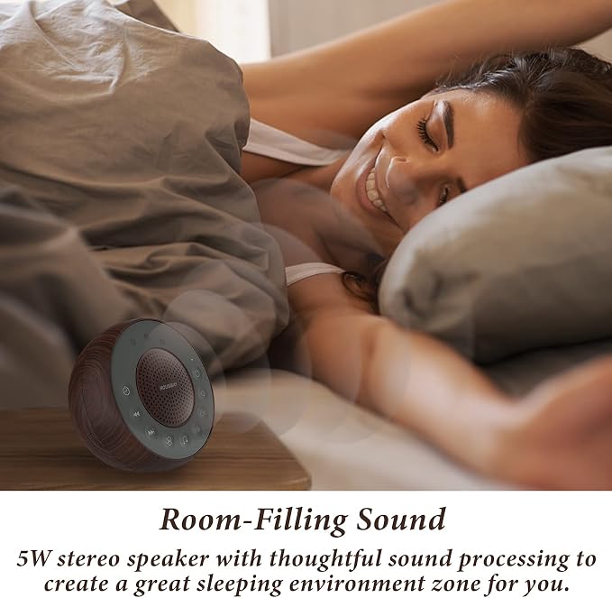 HOUSBAY Sound Machine White Noise for Sleep with Wood Grain | 31 Soothing Sounds, 5W Loud Stereo Sound, Auto-Off Timer, Adjustable Volume, Sleep Machine for Baby, Kid, Adult