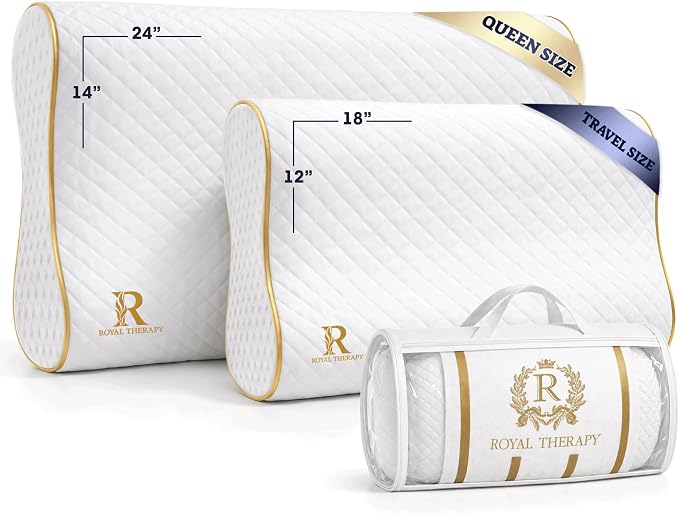 Royal Therapy Travel Memory Foam Cervical Pillow – Contour Pillow for Neck and Shoulder Pain