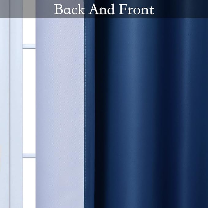 SimpleHome Blue to Grey White Ombre Room Darkening Curtains 63 Inch | Curtains for Living Room,Light Blocking Thick Thermal Insulated Grommet Window Curtains Drapes for Bedroom, 2 Panels,42Wx63L